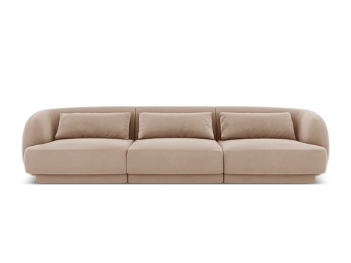 Cosmopolitan Design Bank Tulum 3-zits, flueel, beige - 90x255x70cm