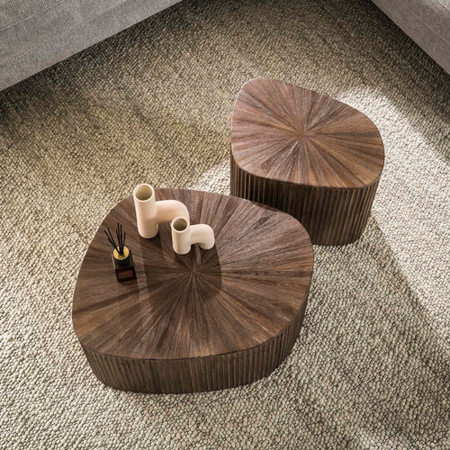 Giga Meubel Salontafel Maya - Donkerbruin Hout - Set van 2 - 73x68x31cm