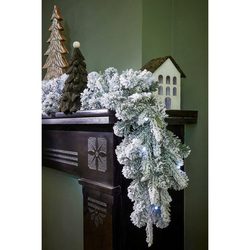 Black Box Trees Glendon Guirlande met Verlichting - Kerstguirlande met Sneeuw L270 cm - Kerst Decoratie met Lampjes - Frosted