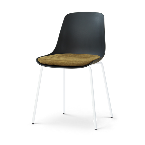 Nolon Nora-Liv eetkamerstoel zwart met mosgroen zitkussen - wit onderstel - vtwonen shop