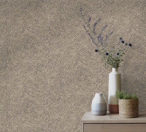 Erismann behang 3d golvende lijnen taupe - 53 cm x 10.05 m - 661477 - vtwonen shop