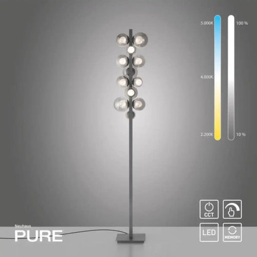 Neuhaus PURE vloerlamp Popup - 12 lichts - 22  x 160   cm - antraciet