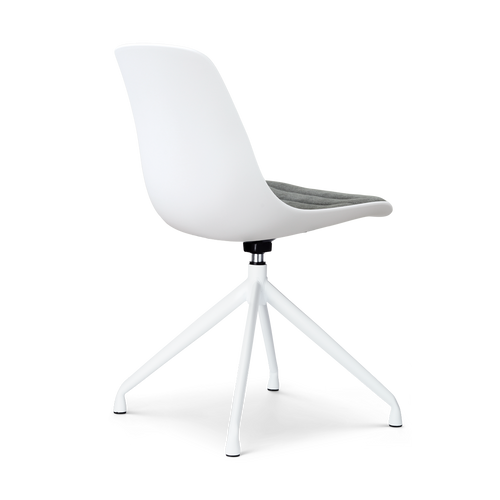 Nolon Nola-Liv draaibare eetkamerstoel wit met zeegrijs zitkussen - wit onderstel