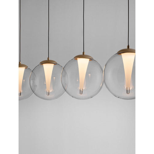 Nova Luce GALEO  Galeo Bar hanglamp, transparant, zandgoud, Triac dimbare LED, 25W, 1765lm, 3000K