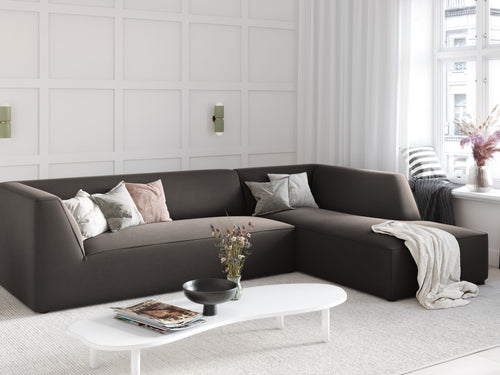 Micadoni rechter hoekbank Ruby 4-zits, flueel, donkergrijs - 180x273x69cm