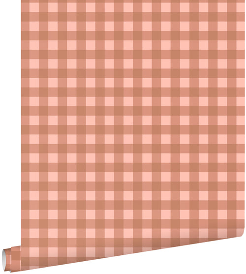ESTAhome behang geblokt motief terracotta roze - 50 x 900 cm - 131296 - vtwonen shop