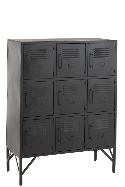 J-Line kast - 9 deuren - metaal - zwart