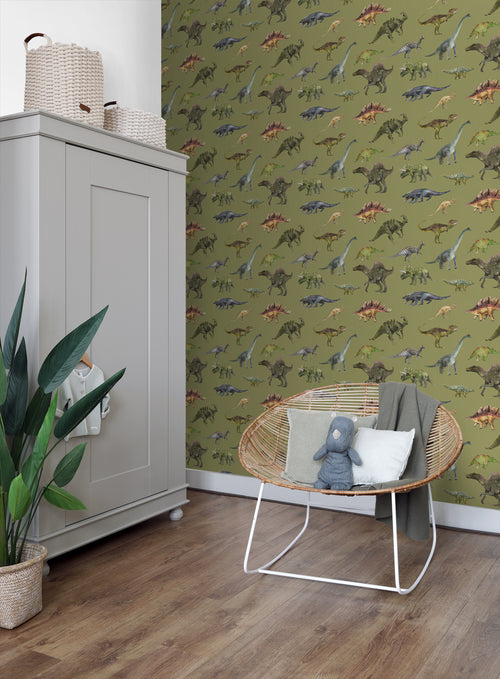 Sanders & Sanders behang dinosaurussen groen - 50 x 900 cm - 935368