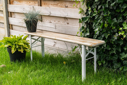 MaximaVida inklapbare picknickbank Berlijn 120 x 25 cm whitewash - FSC hout