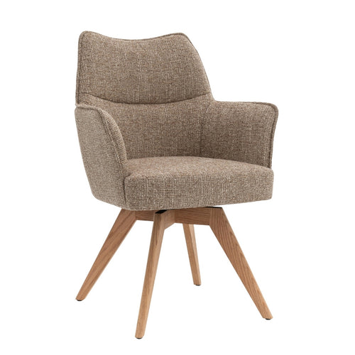 DÉJA Living Eetkamerstoel Zayn - Taupe/Naturel - Draaibaar - Set van 2 - vtwonen shop