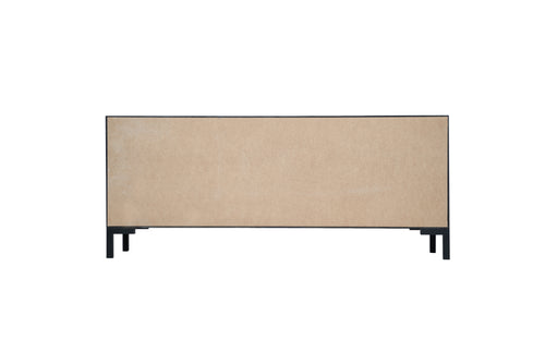 Meubel TV 2 deuren 3 lades JAN gelakt MDF met bloemenprint op zwarte achtergrond - vtwonen shop