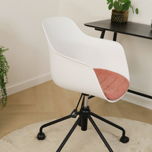 Nolon Nout-Liz Bureaustoel Wit - Terracotta Kussen - Zwart Onderstel - vtwonen shop