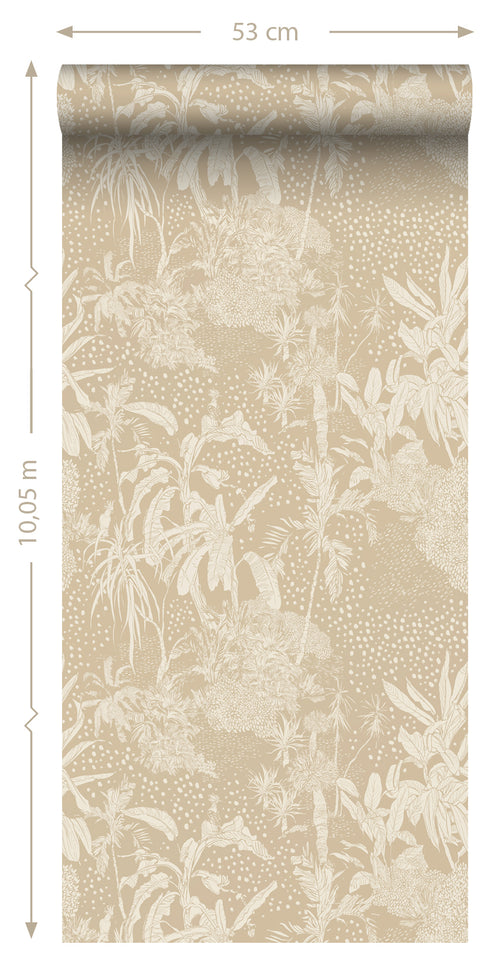 ESTAhome behang tropische bladeren lichtbeige - 50 x 900 cm - 139888 - vtwonen shop