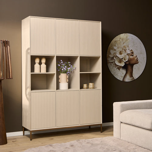 StarFurn Vakkenkast Madison XL - Zandkleur Hout - 135x45x200cm - vtwonen shop