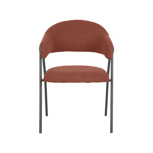 LABEL51 Eetkamerstoel Lowen - Oranje Bouclé - Zithoogte 49cm - Set van 2 - vtwonen shop