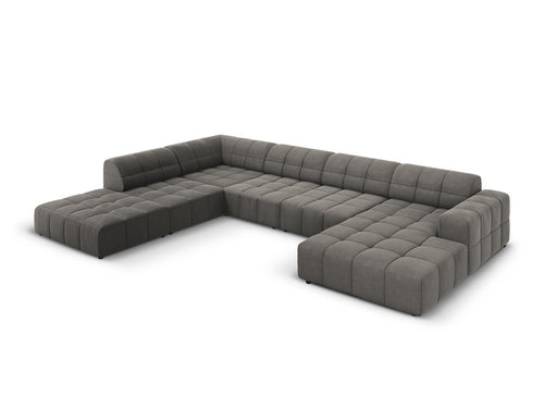 Cosmopolitan Design Panoramische hoekbank links Chicago 7-zits, flueel lichtgrijs - 263x375x78cm