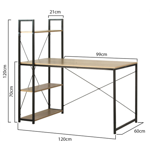 Calicosy - Bureau B120cm met 4 planken - 60x120x120 cm