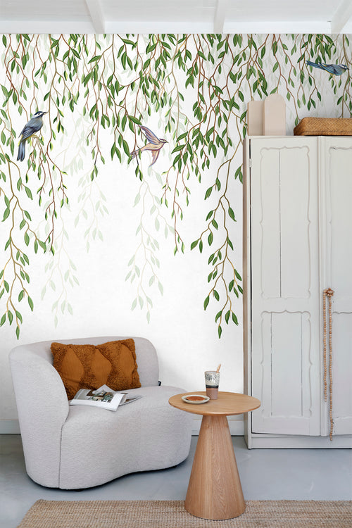 Sanders & Sanders fotobehang vogels in de natuur groen en blauw - 350 x 279 cm - 601003 - vtwonen shop