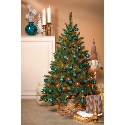 Mica Decorations Kerstballen Set - 60 Stuks - Ø7 cm - Onbreekbaar - Petrol