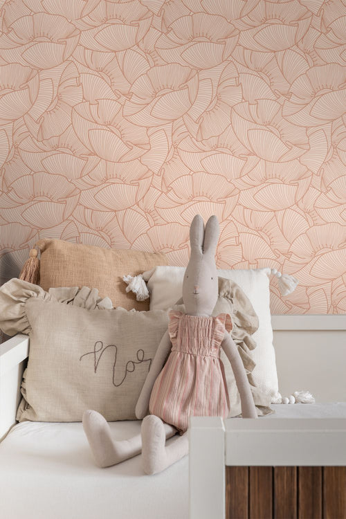 ESTAhome behang klaprozen terracotta roze - 53 cm x 10.05 m - 139706