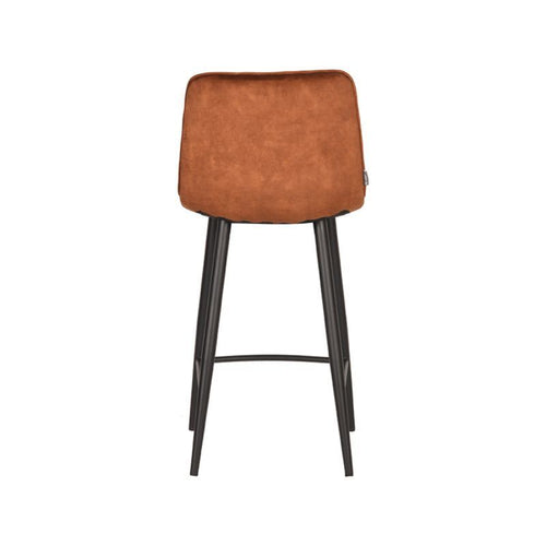 LABEL51 Barstoel Jelt - Oranje Velvet - Zithoogte 65cm - Set van 2