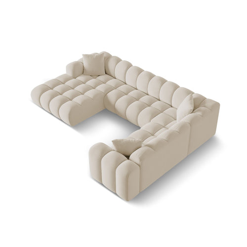 Cosmopolitan Design - Panoramische hoekbank rechts Treno 4-zits, flueel donkerbeige - 240x330x70cm