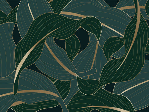 Sanders & Sanders fotobehang bladeren groen, petrolblauw en goud - 375 x 270 cm - 600995