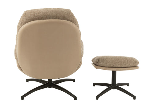 J-Line zetel Relax + Voetbank - metaal/multiplex - donkergrijs/zwart