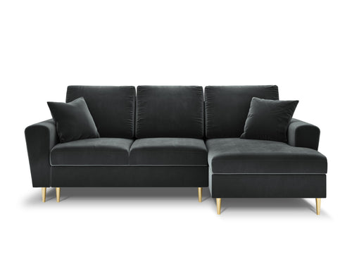 Cosmopolitan Design Converteerbare hoekbank rechts met opbergdoos Kyoto 4-zits, flueel, donkergrijs - 145x241x88cm