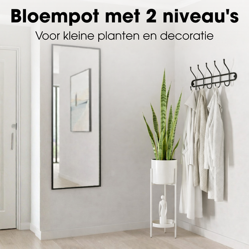 Mica Decorations Colyn Bloempot op Poten - Plantenpot - Bloempot Binnen of Planten Pot - Plantenstandaard van IJzer - H60 x Ø19 cm - Wit