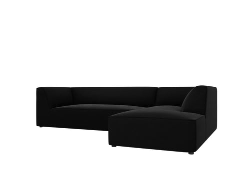 Micadoni rechter hoekbank Ruby 4-zits, flueel, zwart - 180x273x69cm