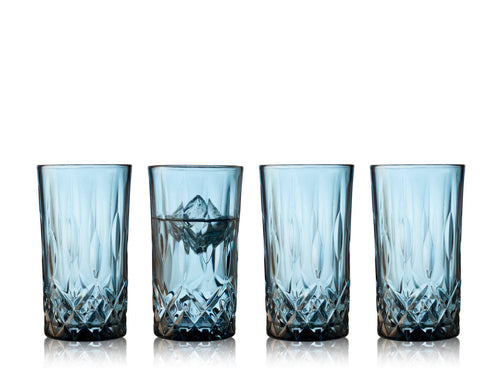 Lyngby Longdrinkglazen Sorrento (Blauw - 380ml) - set van 4 stuks - vtwonen shop