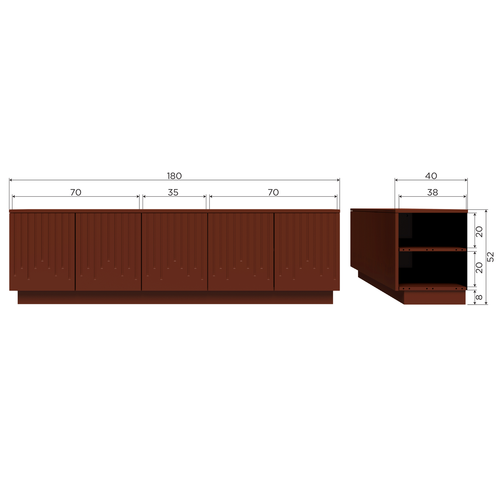 BePureHome tv-meubel Pencil - Grenen - Merlot Gloss - 52x180x40 - vtwonen shop