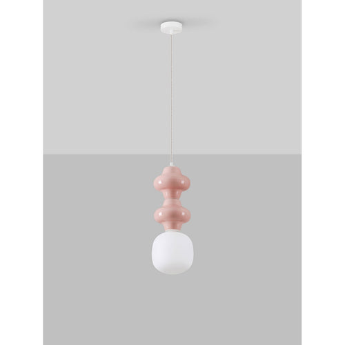 Nova Luce CLIO Slanke hanglamp voor aan het plafond, roze, mat wit, E14 fitting, 1x5W