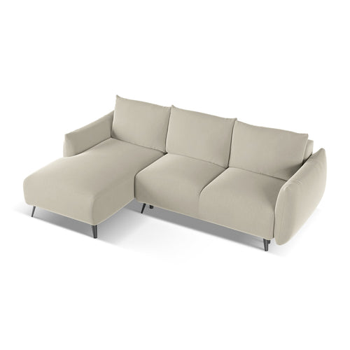 LaMiaSofa hoekbank links Genova - velours - parel - 242x162x86
