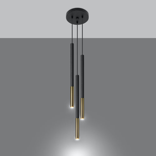 Sollux Lighting Hanglamp MOZAICA 3P zwart/goud - 20x20x90cm