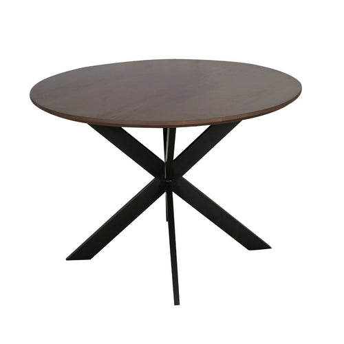 StarFurn Eettafel Madison - Rond Walnoot/Zwart - 150x150x76cm - vtwonen shop