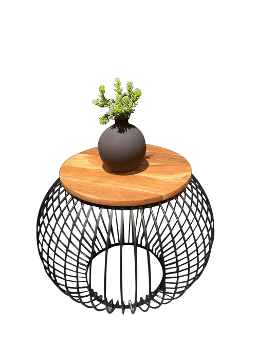 FurniLux Salontafel Mangohout - Bijzettafel - Rond - Industrieel - 65 x 65 x 51cm (lxbxh) - vtwonen shop