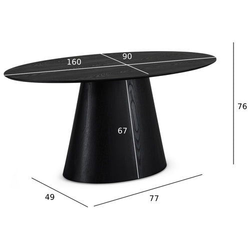 Furnhouse eettafel Tango - Zwart - 160x90 cm