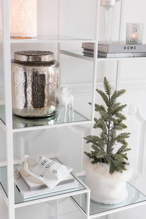 J-Line dennentak In Pot Glitter - kunststof - groen - small - 39 cm hoog