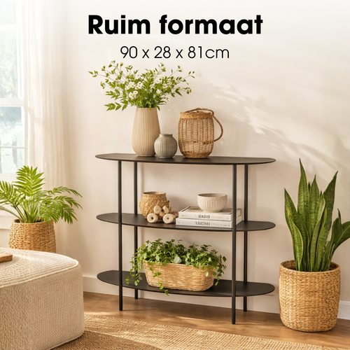 Mica Decorations Wandrek – Opbergrek en Metalen Wandrek voor Decoratie Woonkamer – Geschikt voor Planten en Accessoires – Stevig Rek van IJzer – 90 x
