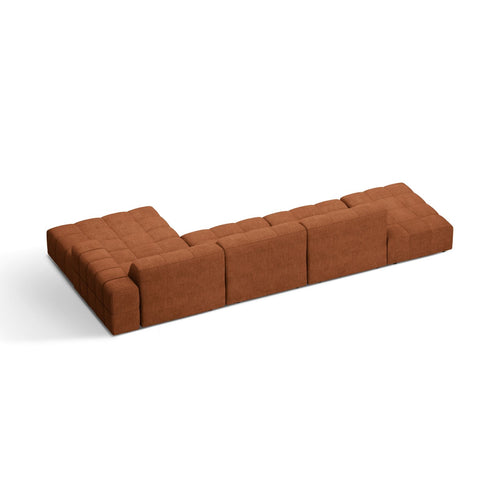 Cosmopolitan Design - Rechter hoekbank Chicago 5-zits, chenille baksteen - 167x348x78cm