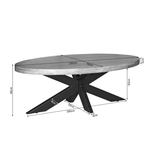 Starfurn Salontafel Dakota - Ovaal Naturel Hout - 130x70x40cm
