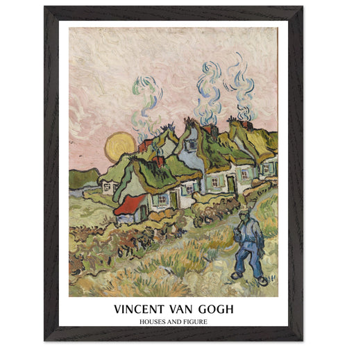 Artfulprints Poster met Lijst Vincent van Gogh - Houses and figures   - 30x40 cm - Groen