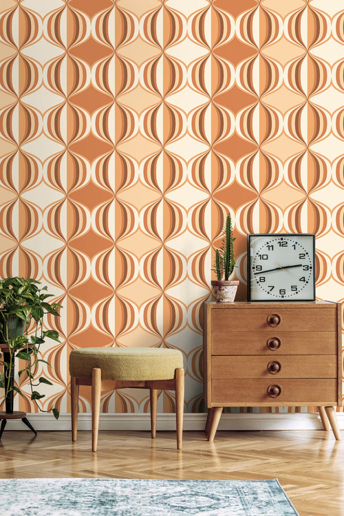 ESTAhome behang grafisch motief oranje bruin - 50 x 900 cm - 131838