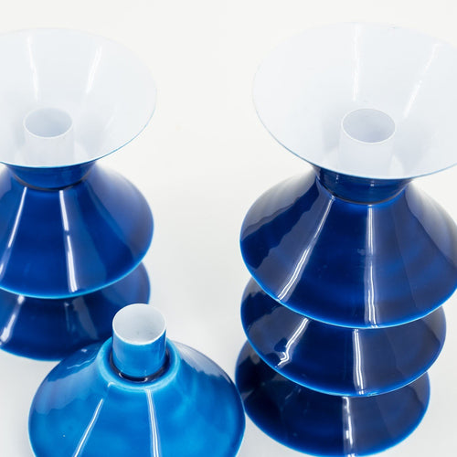 FurniLux Kaarsenhouder set van 3 yack - blauw - 10x10x19 cm - vtwonen shop