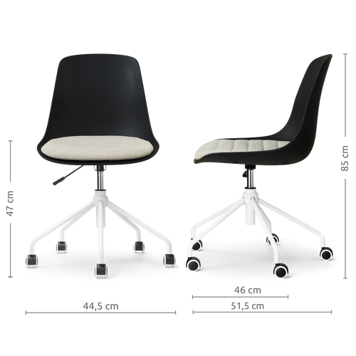 Nolon Nout-Liv eetkamerstoel zwart met naturelbeige zitkussen - wit onderstel - vtwonen shop