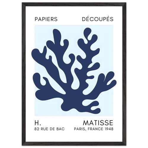 Artfulprints Poster met Lijst Matisse – Saltflower shapes navy blue I   - 50x70 cm - Blauw