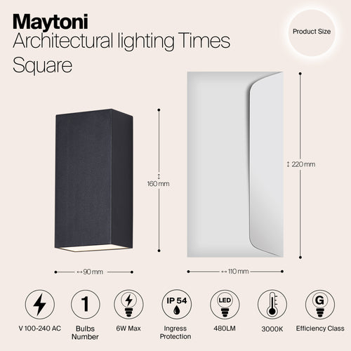 Maytoni Outdoor - Architecturale verlichting Times Square - Zwart - vtwonen shop