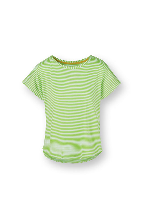 Pip Studio - Tatum Pyjama Shirt - Dames - Little Sumo Stripe - Groen - XS